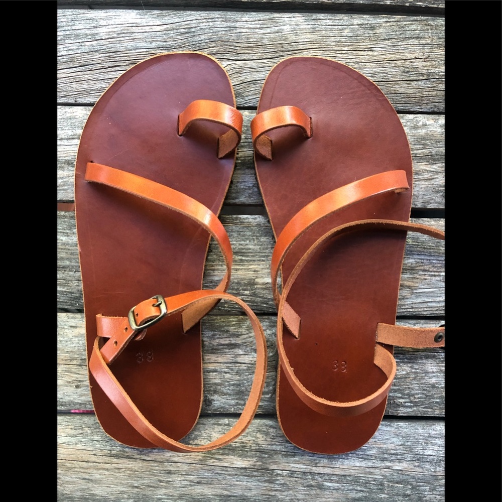 Size 38 Grecian Sandals, barefoot,leather, Vibram